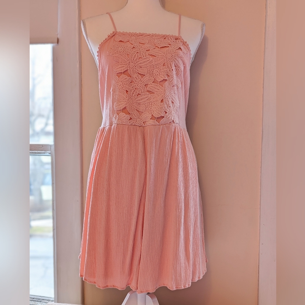 Xhilaration Pink Lace Detail Romper